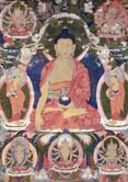 Thangka depicting the Buddha and other deities