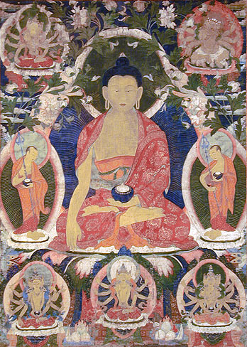 Thangka depicting the Buddha and other deities